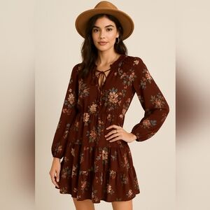 American Eagle Made Italy ! Floral Brown Dress